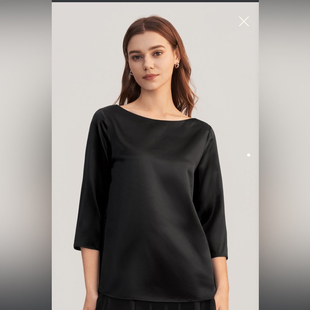 Lily Silk Boatneck Top L
